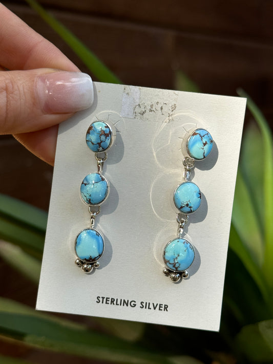 Golden Hills 3 stone dangle earrings