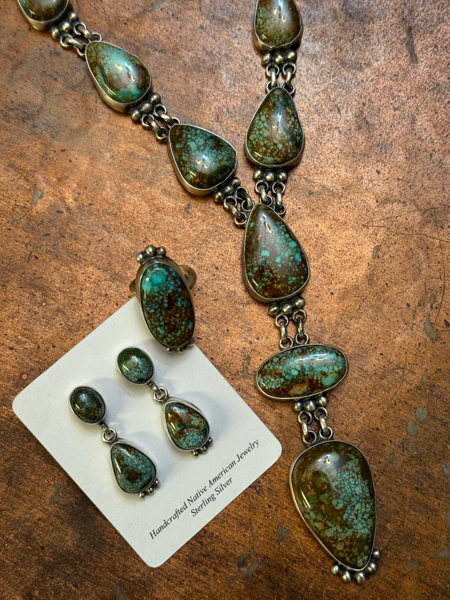 Patagonia Turquoise lariat necklace, earrings and ring!