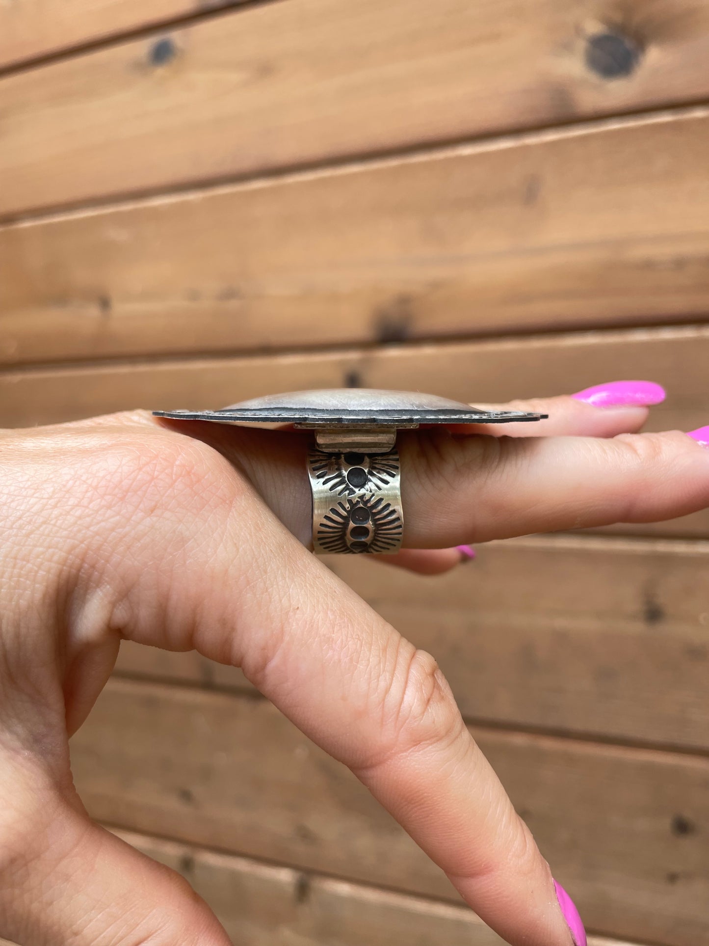 Sterling silver oval statement ring - adjustable