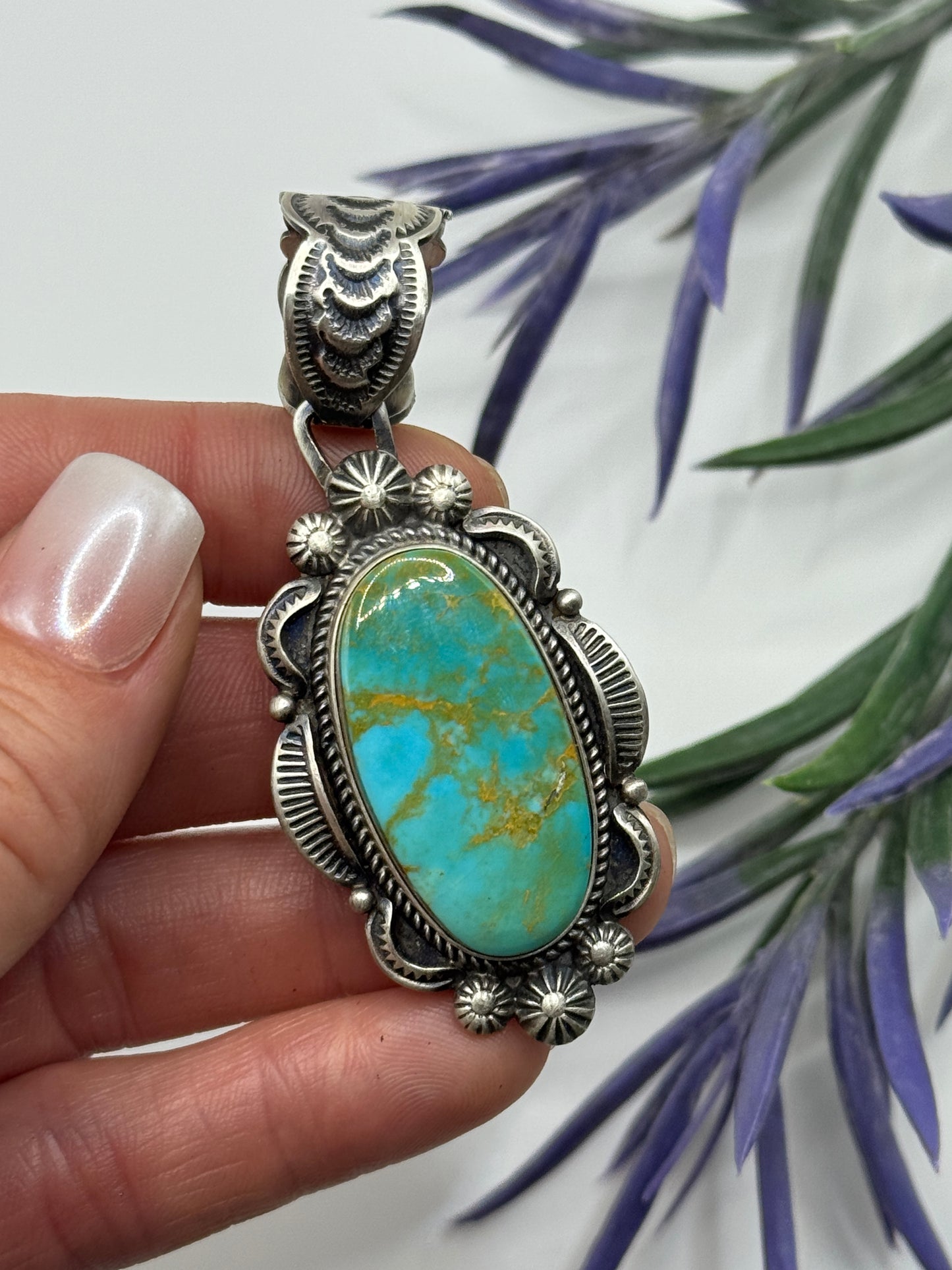 Bennie Ramone Sterling Silver Kingman Turquoise pendant