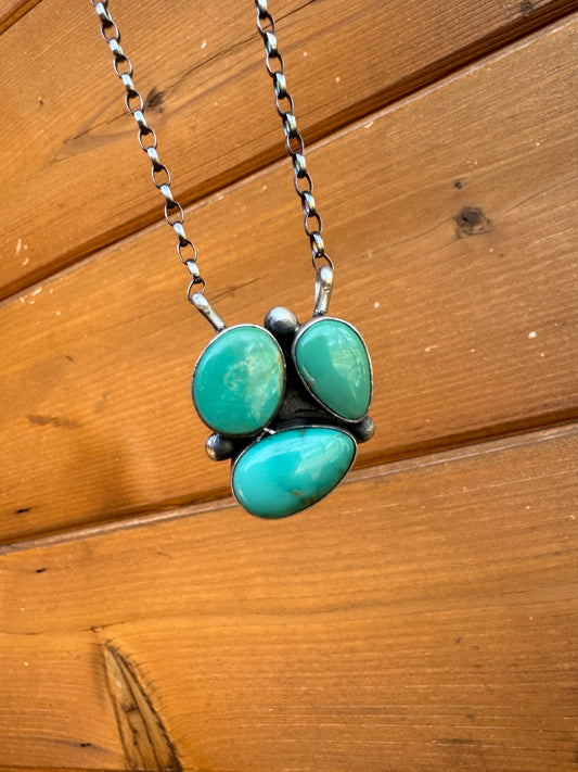 Turquoise cluster necklace
