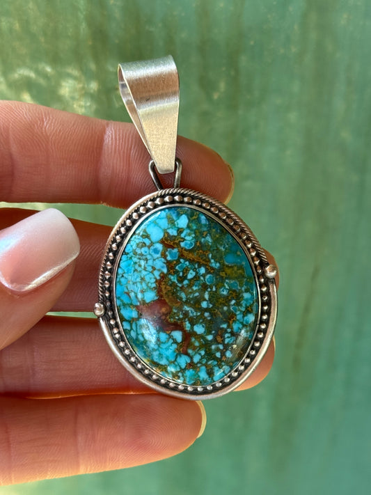 High quality D. Benally Sterling Silver Turquoise pendant