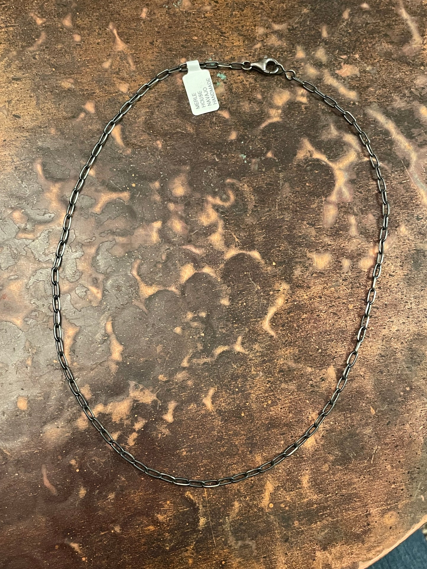 Sterling silver paper clip chain necklace 16”