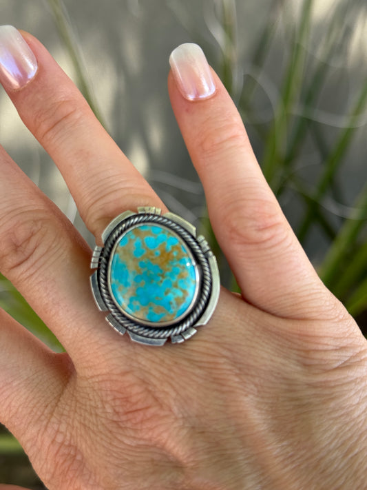 Sonoran turquoise Sterling silver ring, size 8