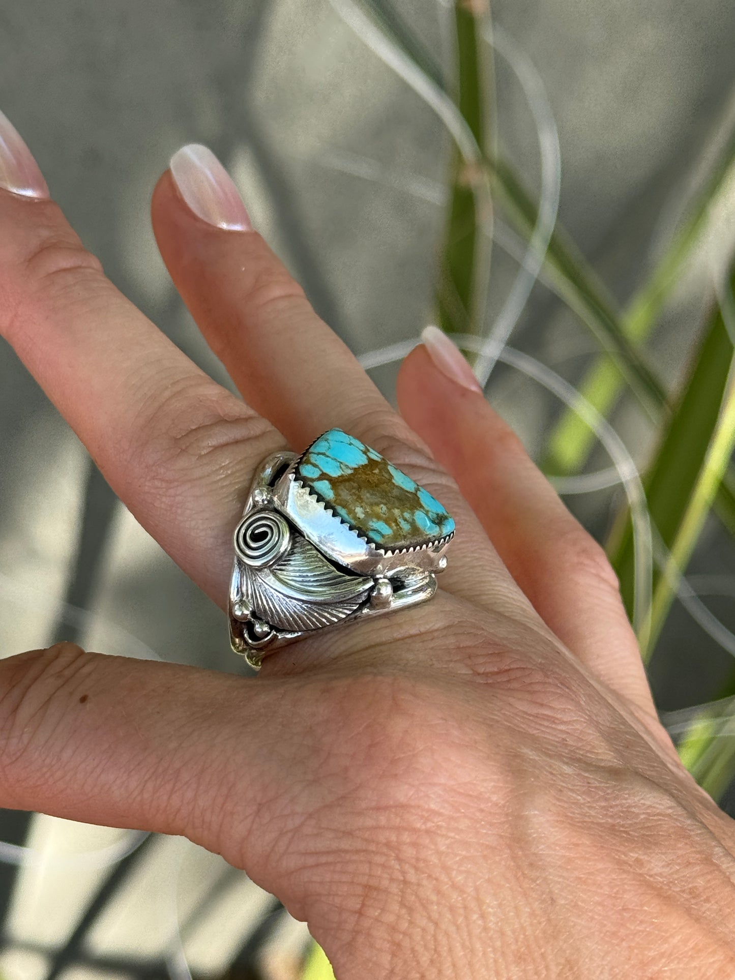 Kingman turquoise sterling silver, size 10