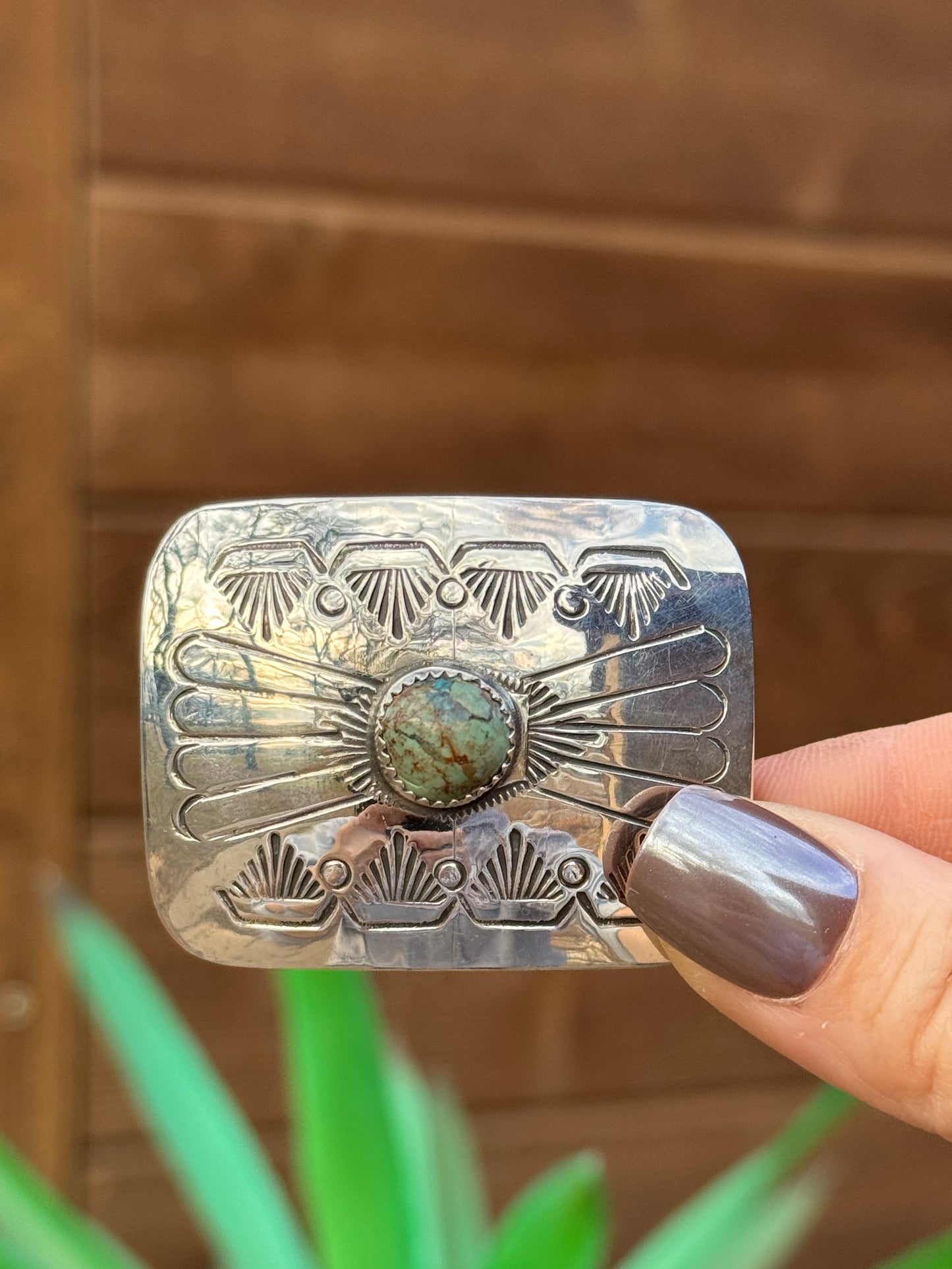Small sterling silver turquoise buckle