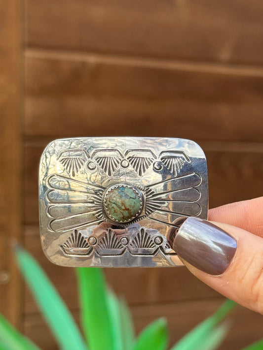 Small sterling silver turquoise buckle