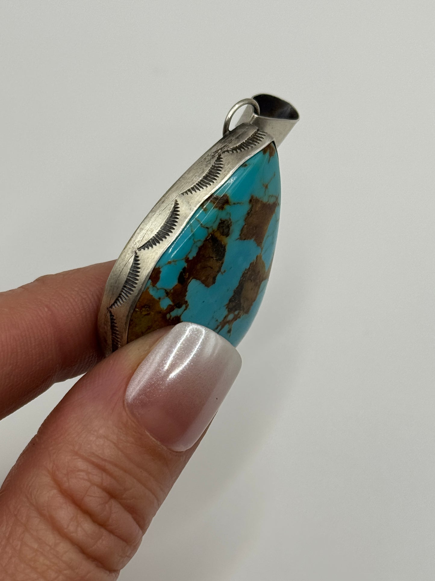 Gloria Rios stamped Sterling Silver Turquoise pendant