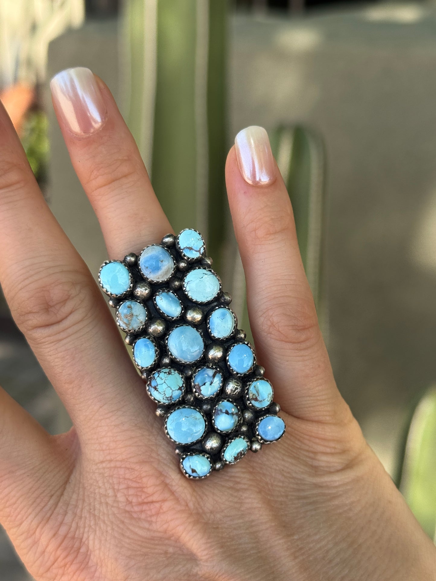 Golden Hills multi stone statement ring, adjustable