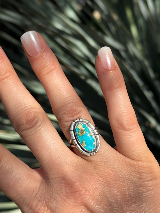 Beautiful Sonoran turquoise Sterling Silver ring, size 7