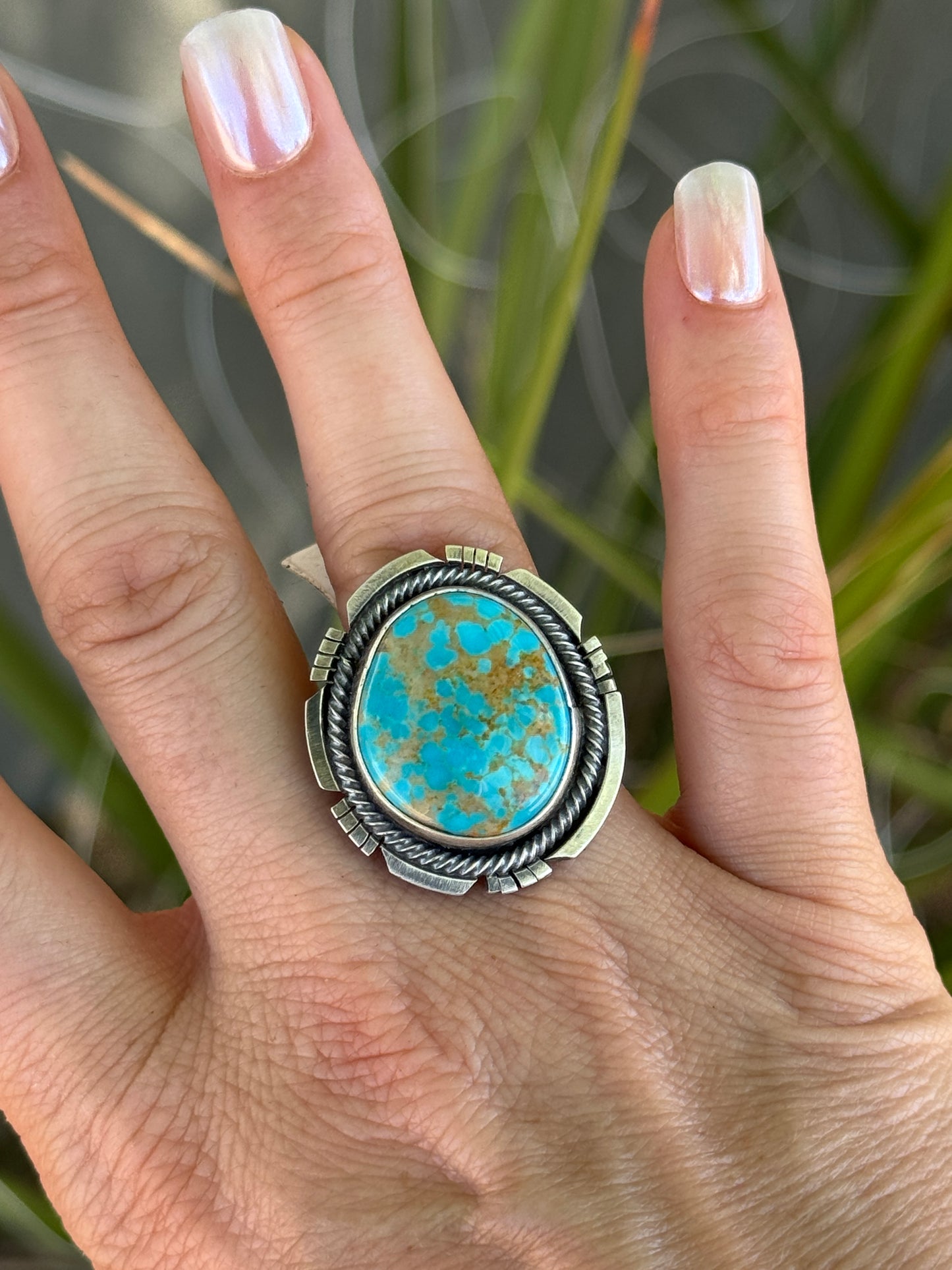 Sonoran turquoise Sterling silver ring, size 8