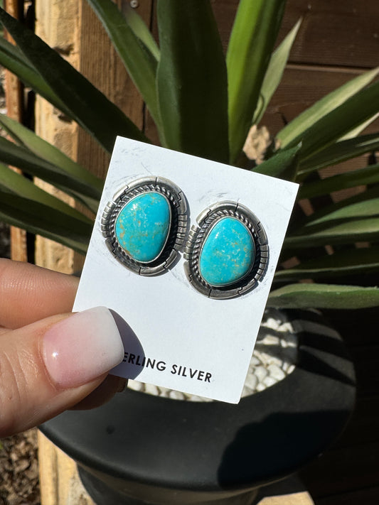 Classy turquoise sterling silver earrings