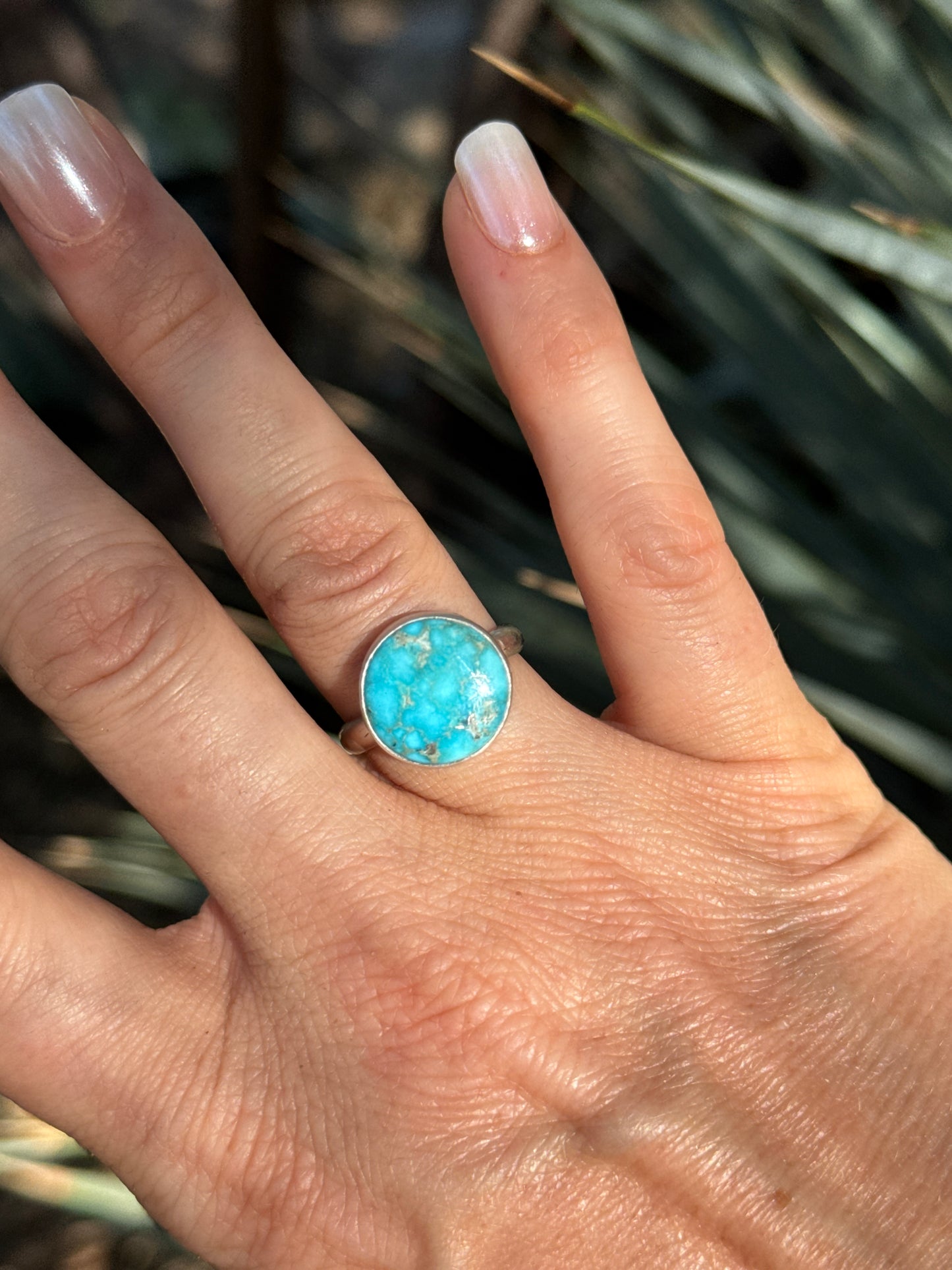 Turquoise single stone sterling silver ring, size 6 and 8