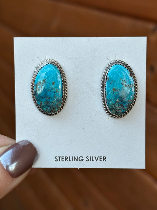 Turquoise Sterling Silver oval earrings
