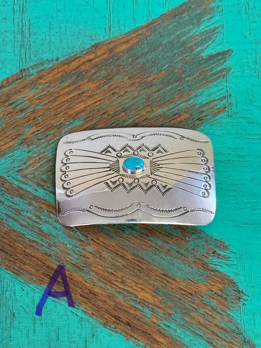 Sterling silver buckle with turquoise stone