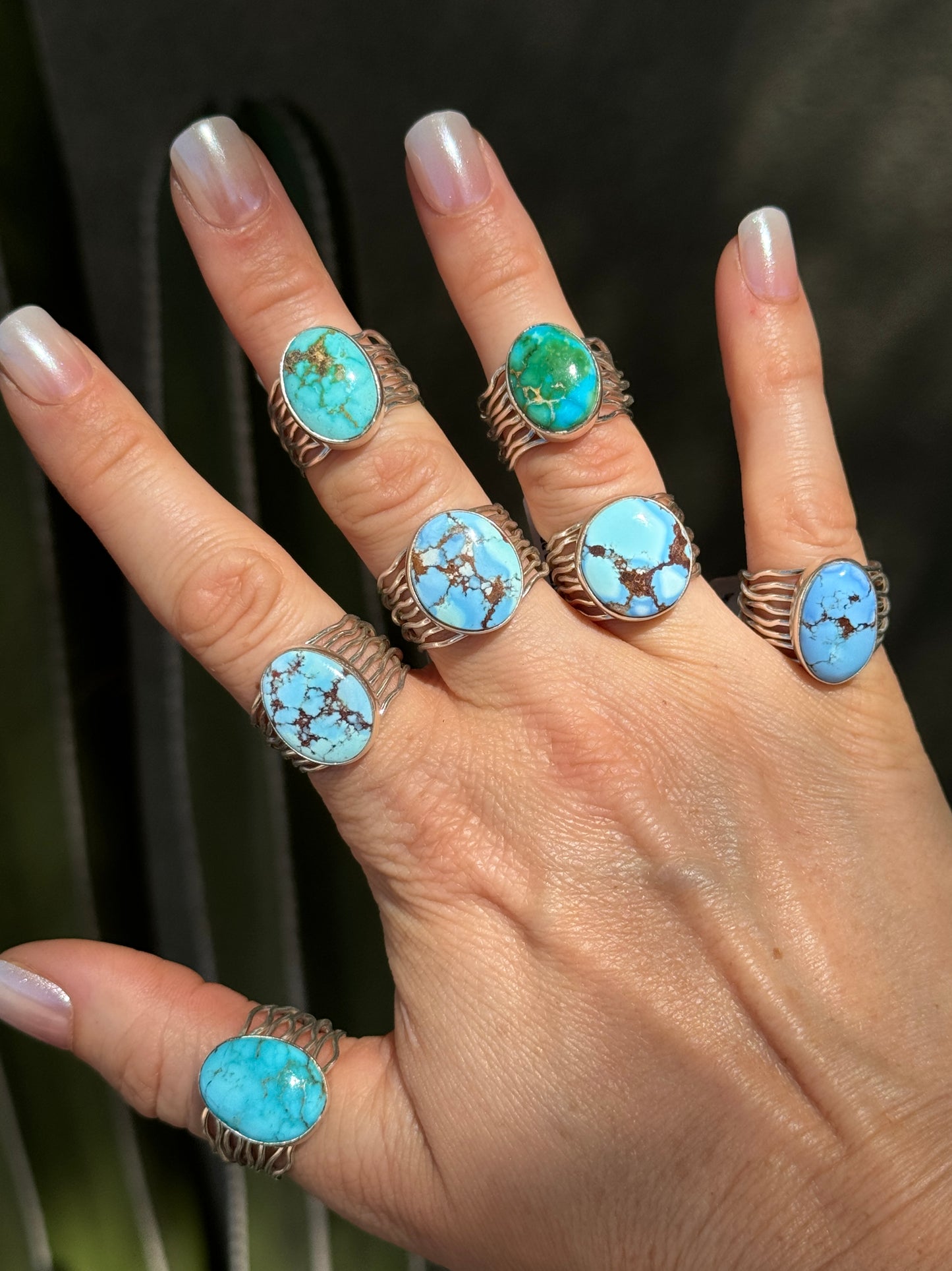 High grade turquoise braided wire ring, size 7, 7.5, 9.5