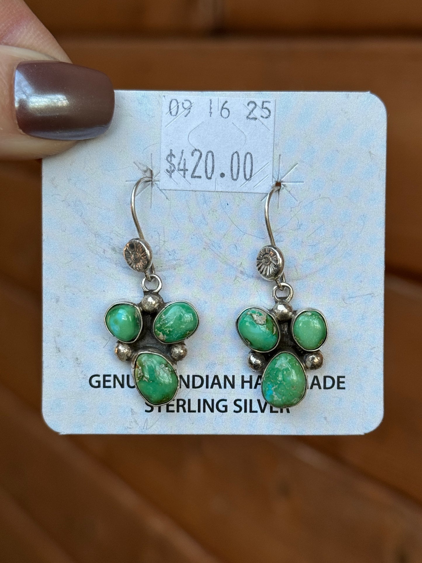 Turquoise triple stone dangle earrings