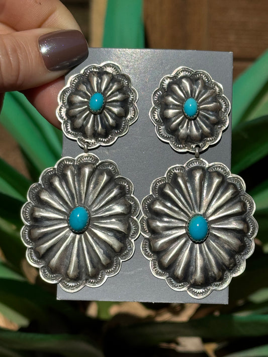Turquoise Sterling Silver concho earrings