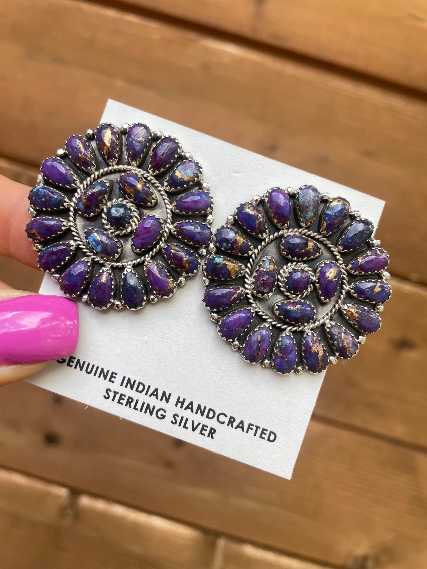 Purple Mojave Circle Cluster Earrings