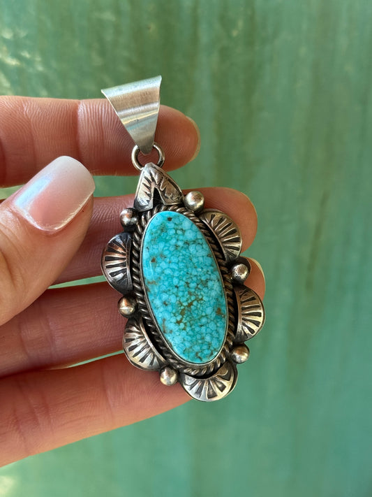 Sterling Silver Kingman Turquoise oval pendant