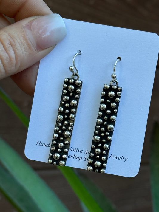Rectangle bubble detail Sterling Silver earrings