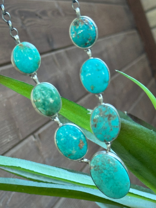 Oval turquoise necklace and earrings set