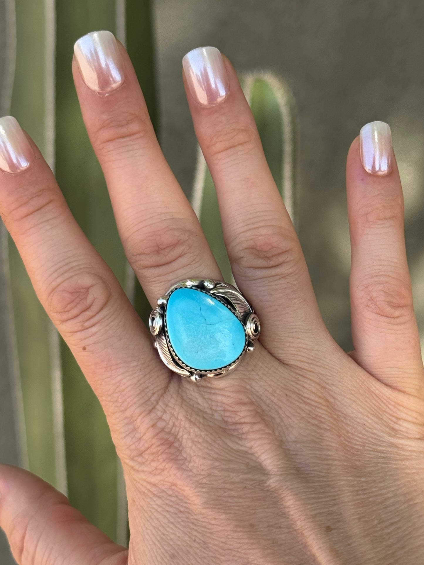 Kingman turquoise Sterling Silver ring, size 11