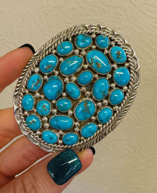 Sterling silver and Turquoise buckle with 24 beautiful stones