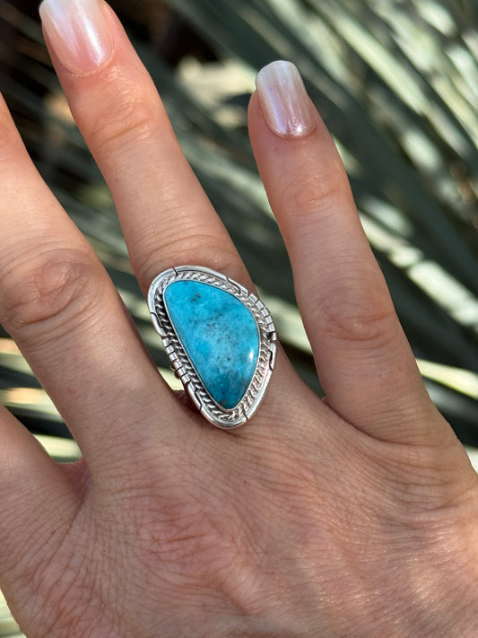 White Water Turquoise Sterling Silver ring, size 8
