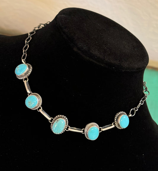 Sheryl Martinez Navajo handmade Kingman Turquoise choker