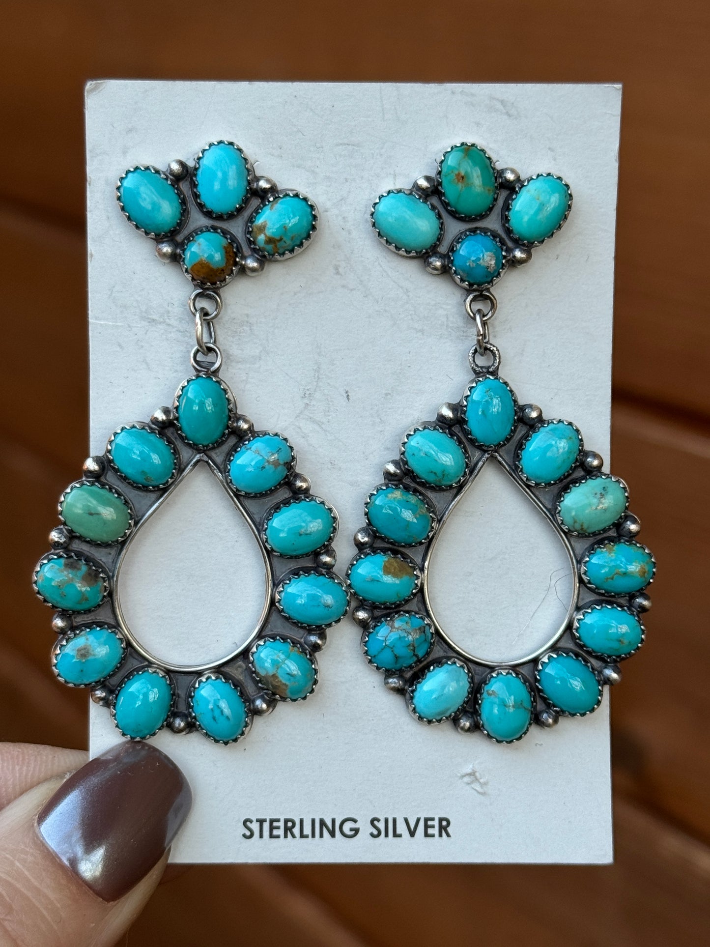 Turquoise Sterling Silver tear drop earrings