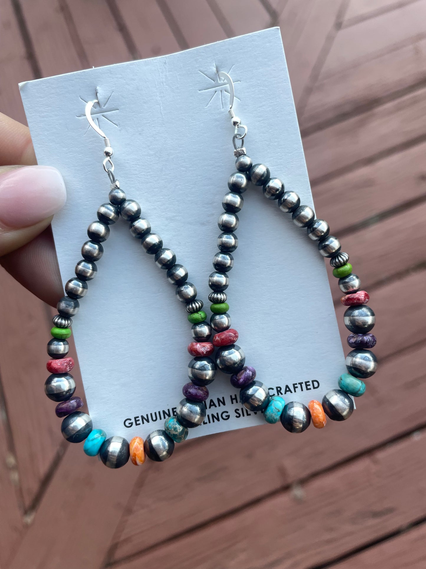 Multi color Navajo pearl earrings