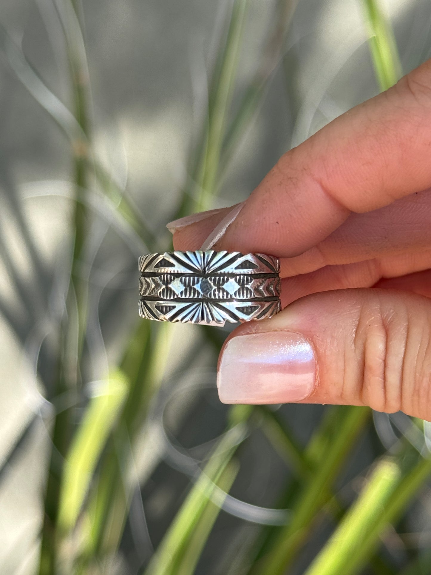 Bruce Morgan Sterling silver wide band ring, size 9.5 and 10.5