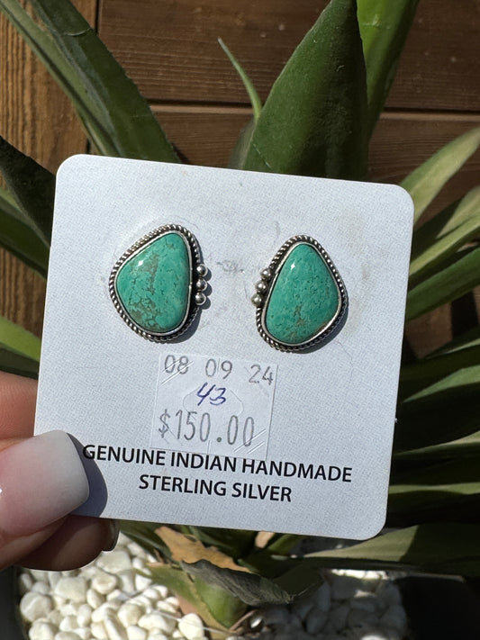 Turquoise sterling silver stud earrings