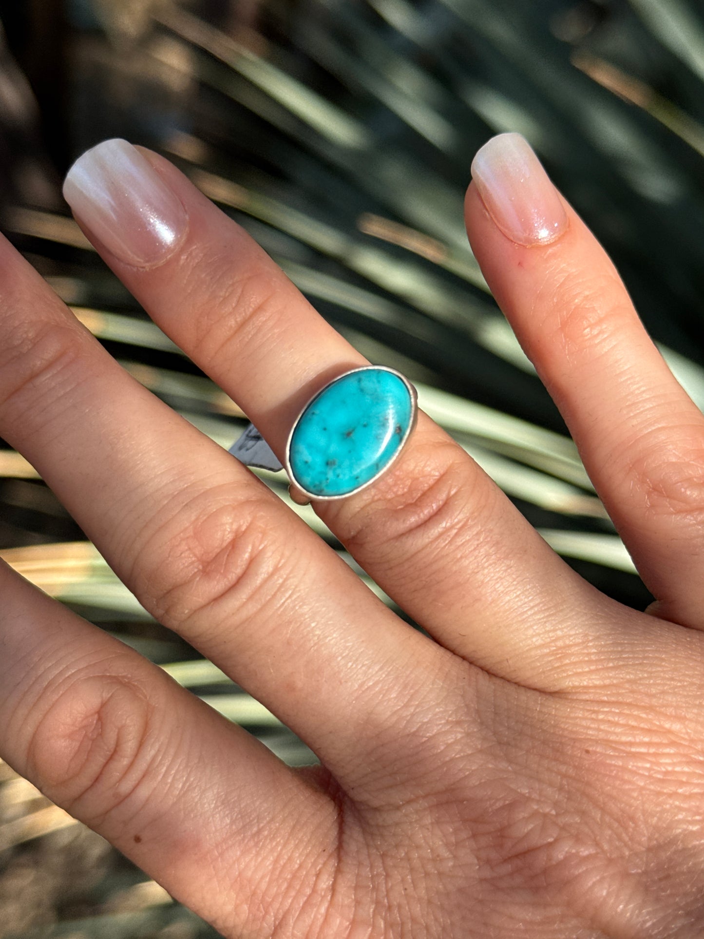 Turquoise single stone sterling silver ring, size 6 and 8