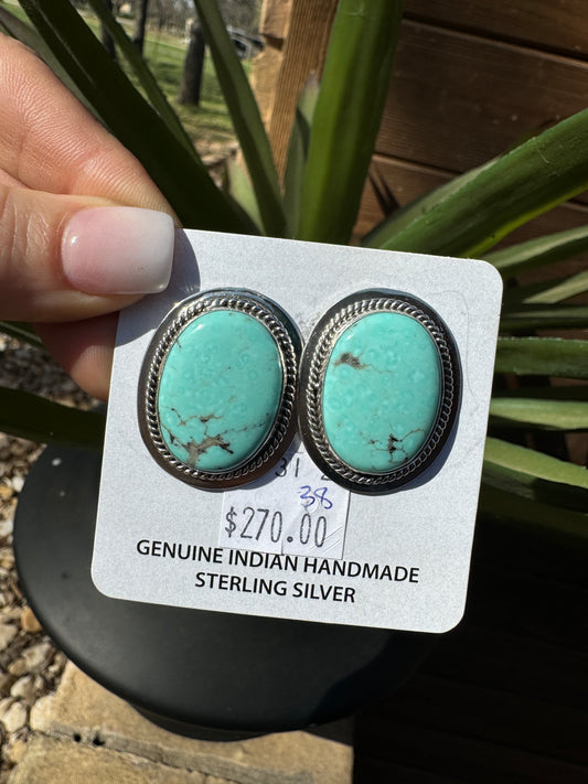 Large Turquoise oval earrings