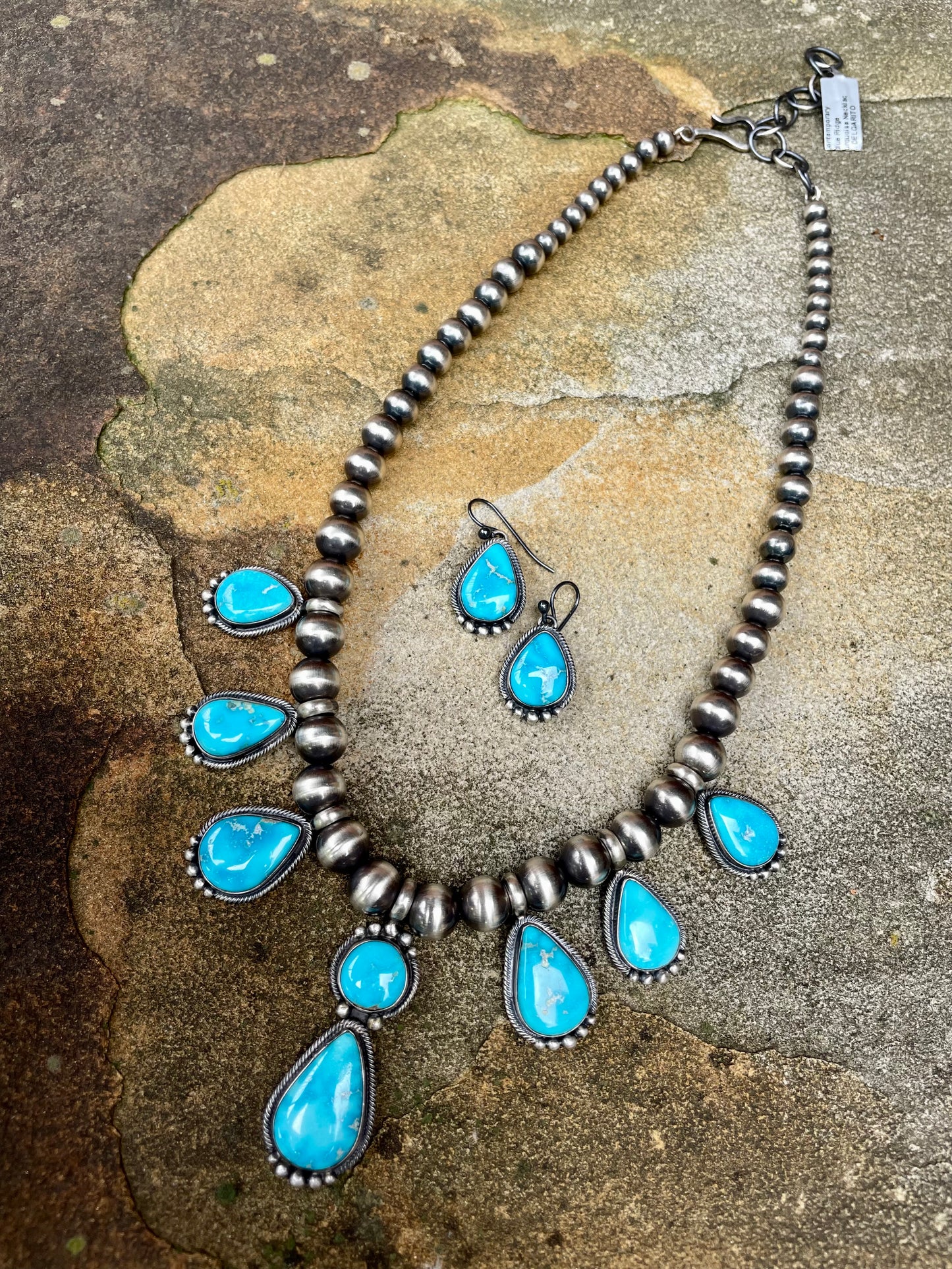 Contemporary Blue Ridge Turquoise necklace and earrings set