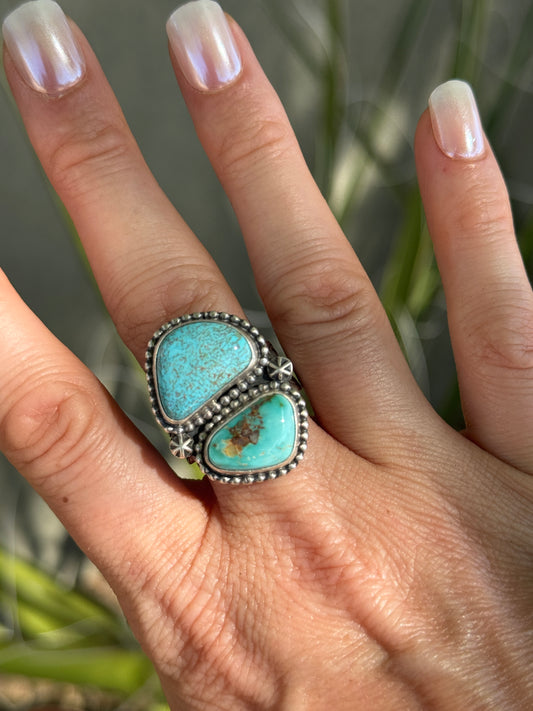 Turquoise sterling silver ring, size 10