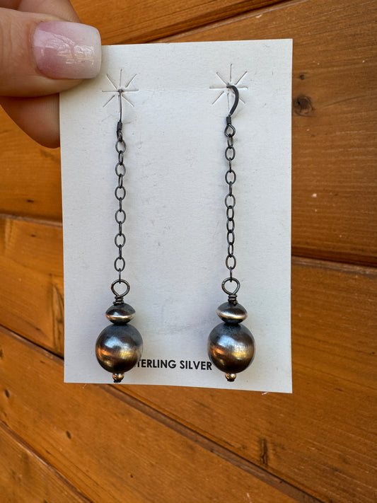 Navajo hang-strung pearl chain earrings