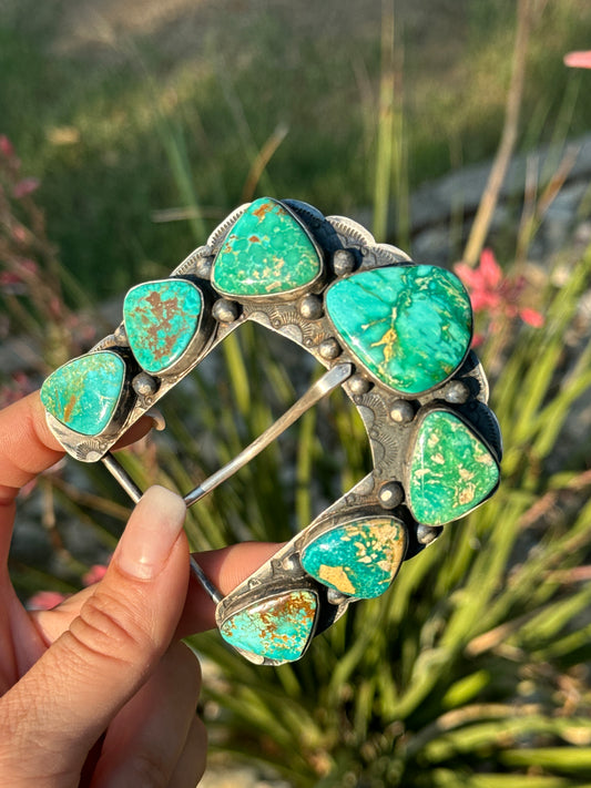 Turquoise Sterling Silver Buckle by Navajo artist Emer Thompson