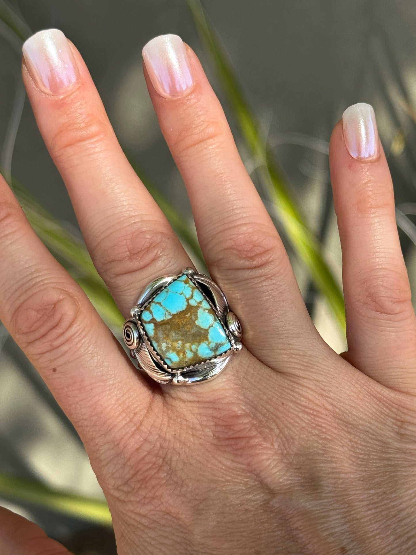 Kingman turquoise sterling silver, size 10