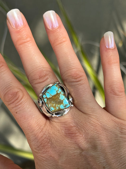 Kingman turquoise sterling silver, size 10