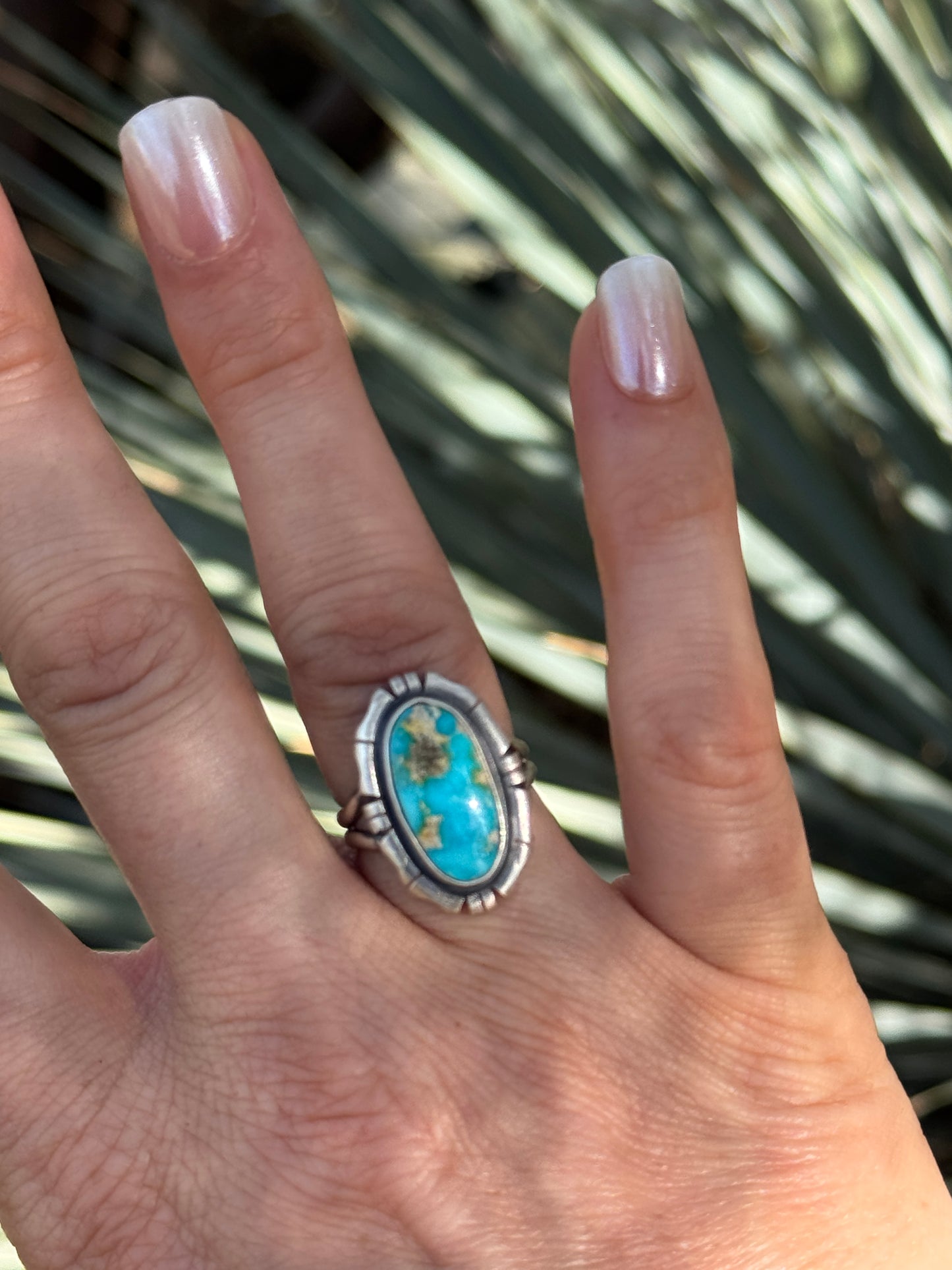 Beautiful Sonoran turquoise Sterling Silver ring, size 7