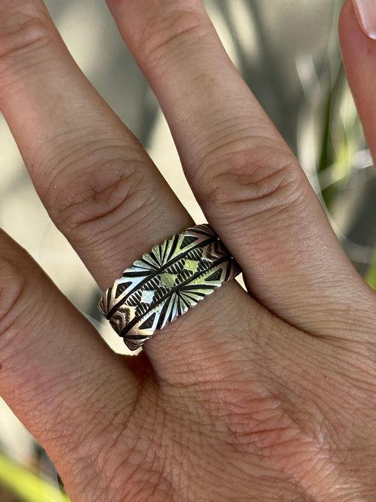 Bruce Morgan Sterling silver wide band ring, size 9.5 and 10.5