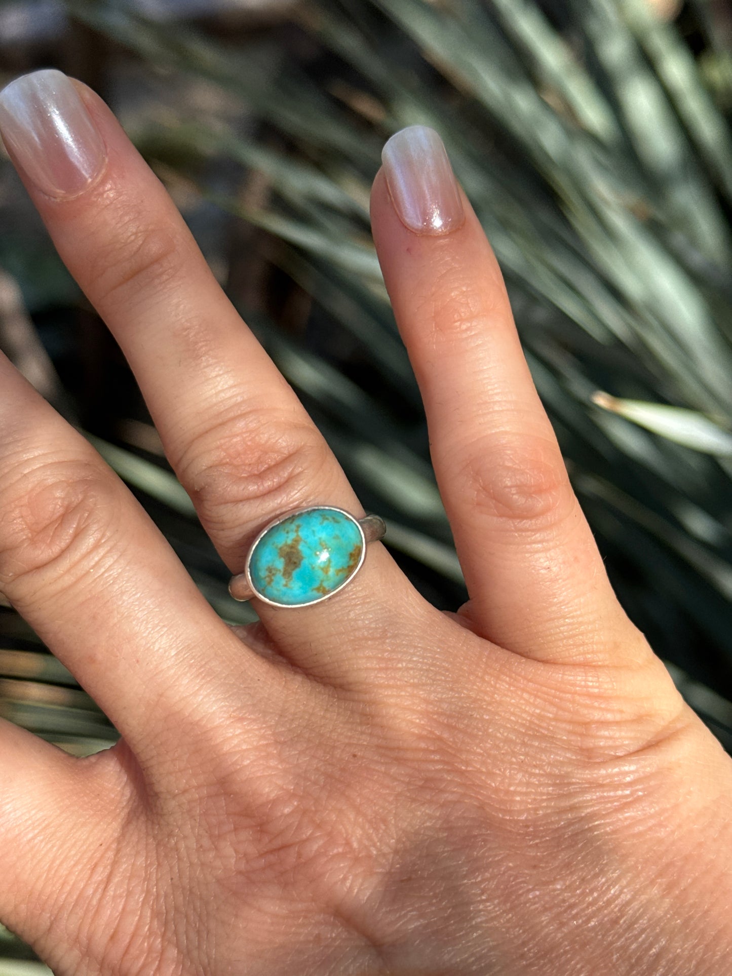 Turquoise single stone sterling silver ring, size 6 and 8