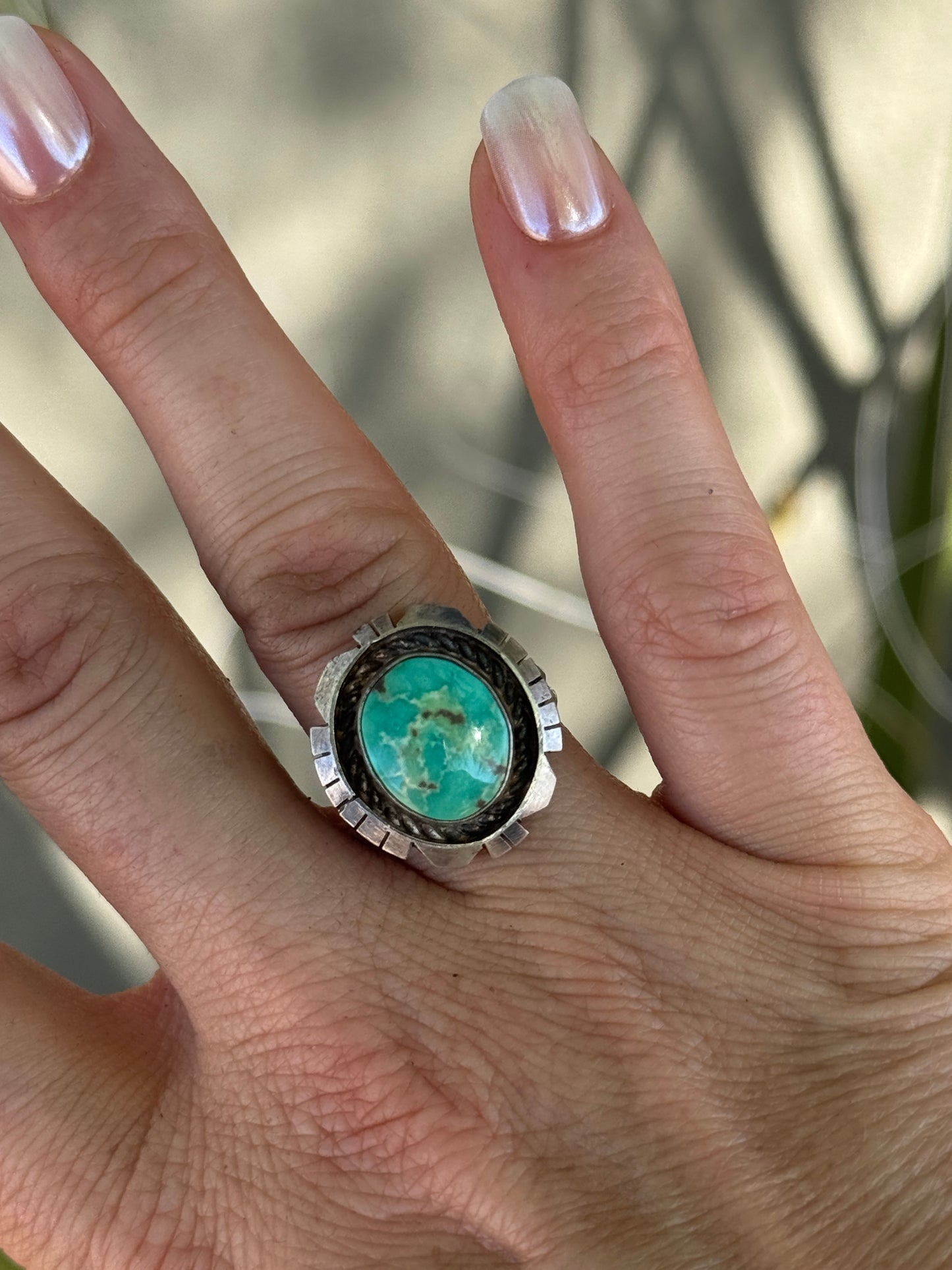 Turquoise sterling silver ring, size 8