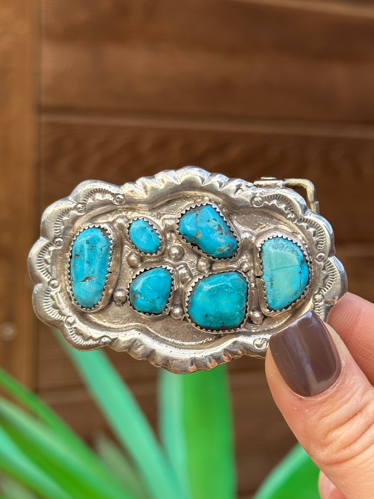 Turquoise sterling silver buckle