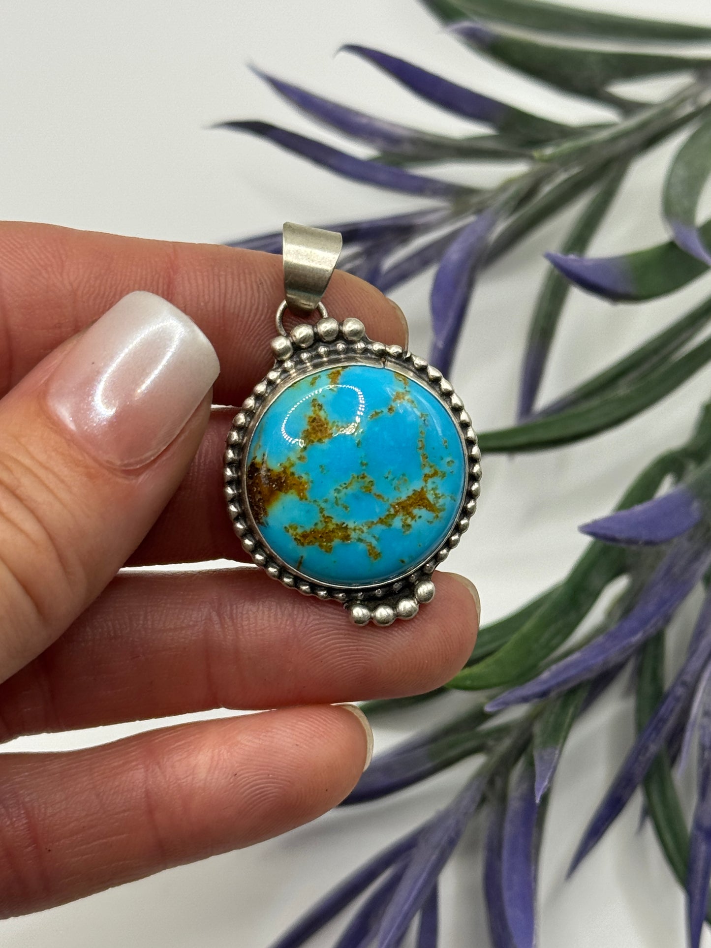 Turquoise Sterling Silver round pendant