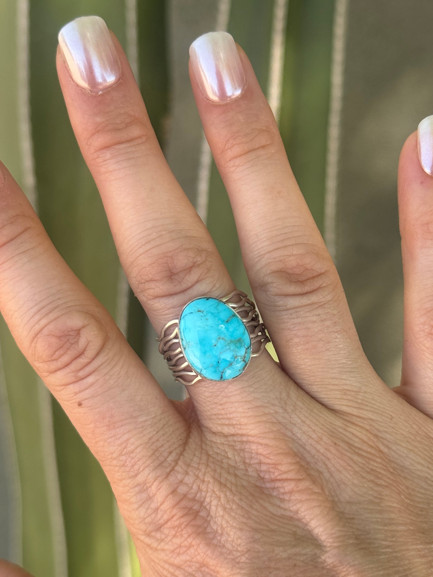 High grade turquoise braided wire ring, size 7, 7.5, 9.5